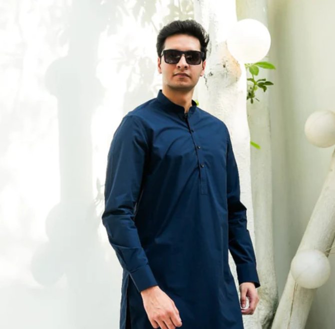 Timeless Elegance: Navy Blue Shalwar Kameez from Divinely Crafted